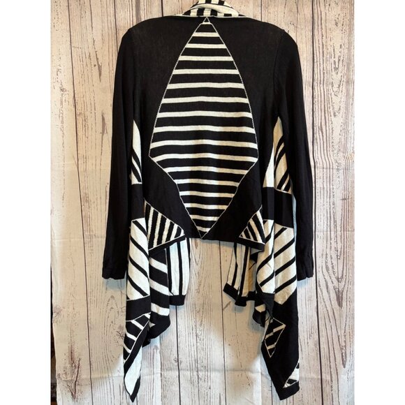 Worthington Black & Tan Waterfall Drape Cardigan Sweater Cadual Office  Large - Picture 6 of 10